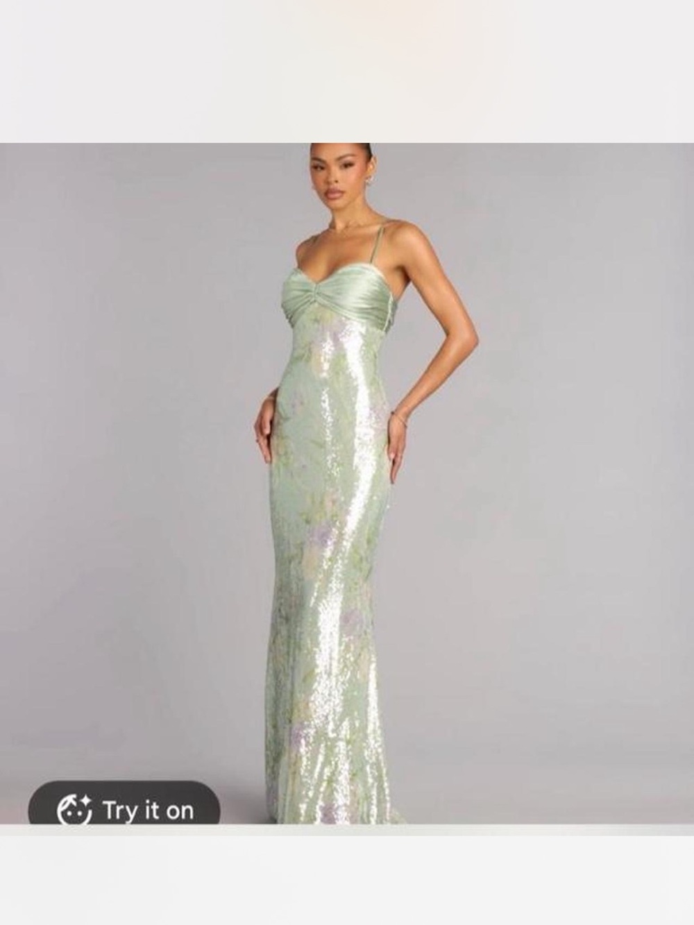Windsor Sage Green Sequin Mermaid Maxi Dress
